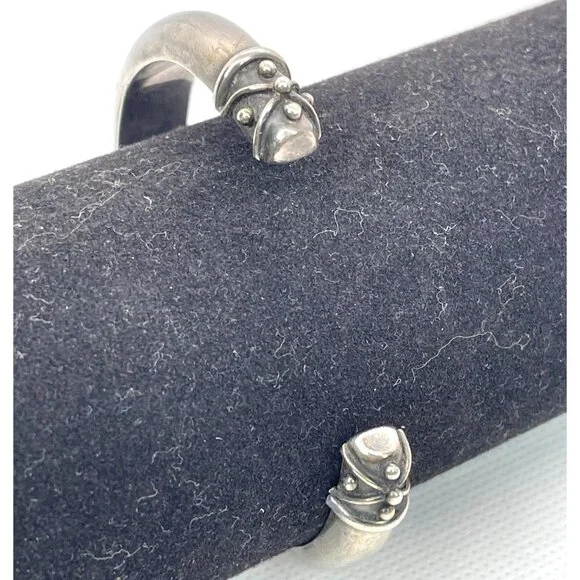 VTG Deborah Armstrong 925 Sterling Silver Hollow Dome Wrapped Wire Cuff Bracelet - Picture 5 of 16